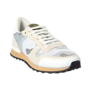 Valentino Rockstud Knit & Suede Sneaker, Grey